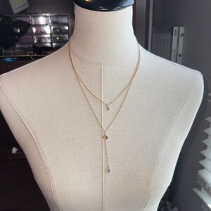 Elegant Gold Layered Necklace with Blue Accents